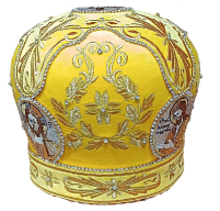 МИТРА   Желтая   Размер 58   Бархат Вышивка 