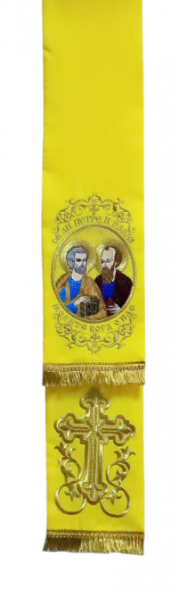 ЗАКЛАДКА для ЄВАНГЕЛІЄ "Петро та Павло" Жовта 13/140см Габардин Вишивка