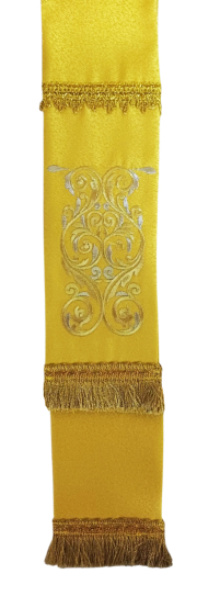 ЗАКЛАДКА для ЄВАНГЕЛІЄ Жовта 10/140см Фактурна Парча Вишивка