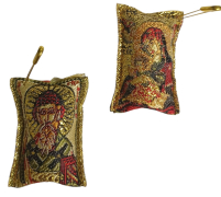 ЛАДАНКА  "СПИРИДОН + БОЖА  МАТІР" двухстороння ↕3,5 см ↔2,5 см Греція