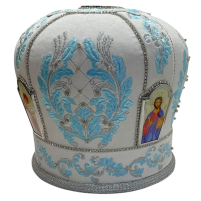 МИТРА   Біло-блакитна   Розмір 56,5   Оксамит Вишивка  