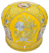 МИТРА   Желтая   Размер 62   Велюр Вышивка Стразы