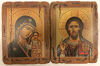 Пары Вседержитель Богородица. Иконы на ДЕРЕВЕ, Большие, Под старину