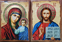 Пары Вседержитель Богородица. Иконы на ДЕРЕВЕ, Малые, Под старину